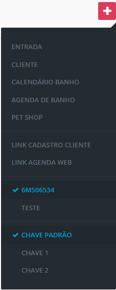 Menu de Atalhos